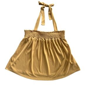 Green Envelope Los Angeles Women's Sm Mustard Yellow Smocked Halter Tie Tank Top